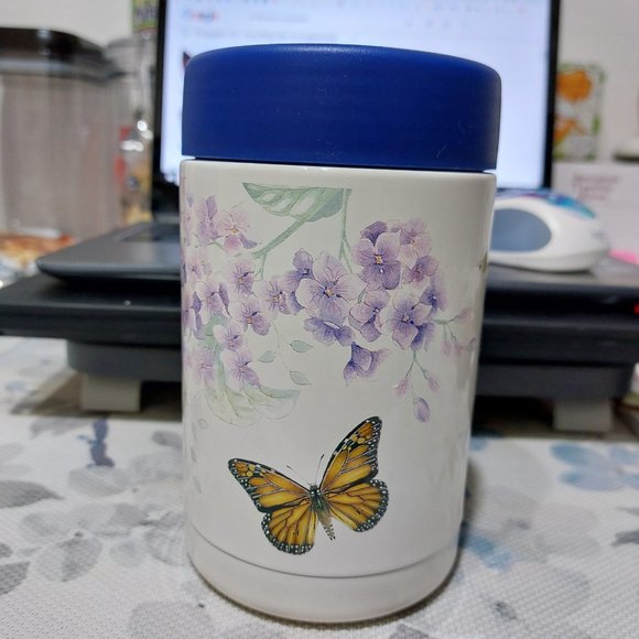 LENOX Butterfly Meadow Kitchen Large Insulated Food Container Butterflies Birds - Picture 1 of 3